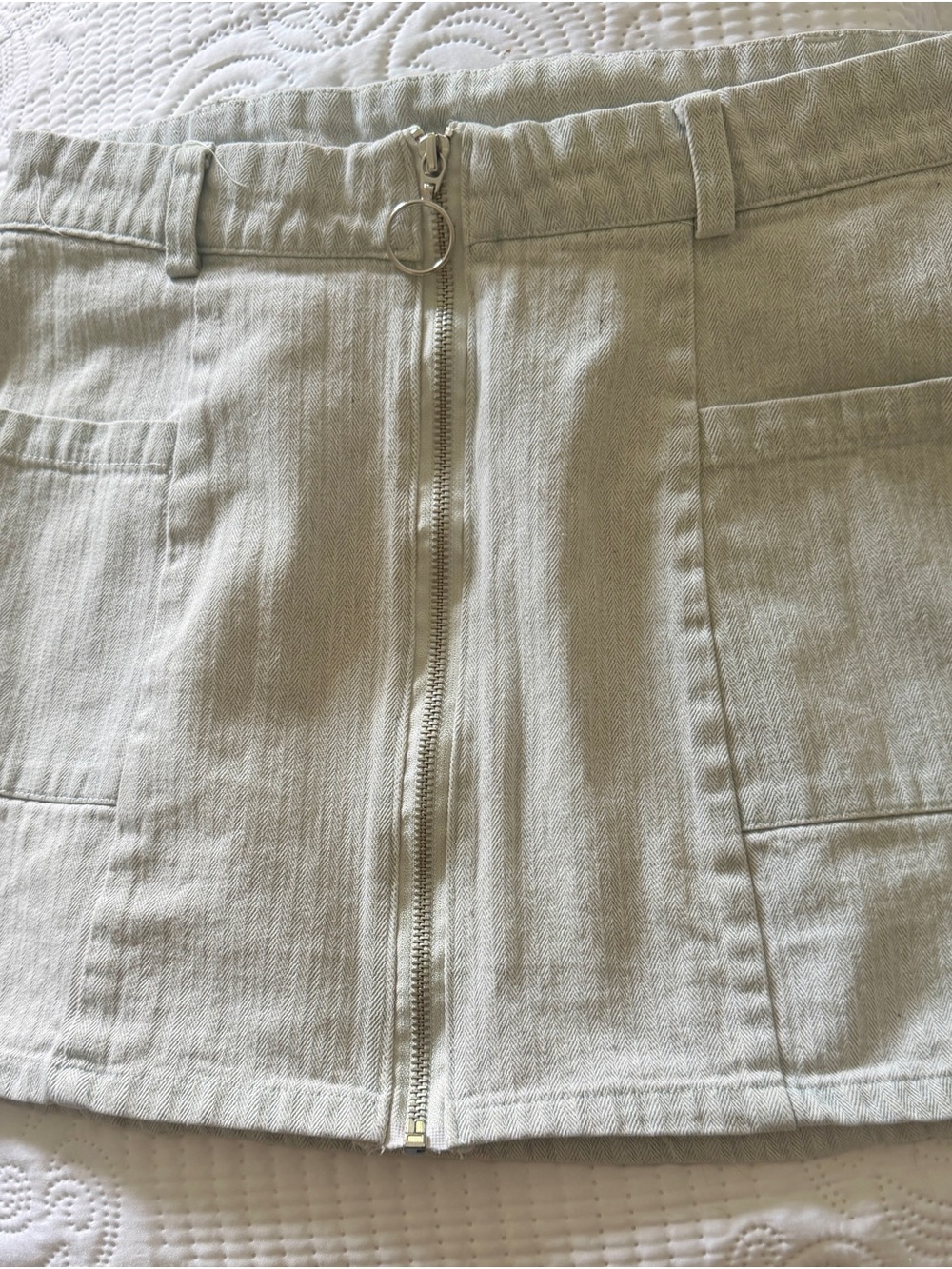 Altar'd State Grey/Blueish Mini Skirt with Front Zip